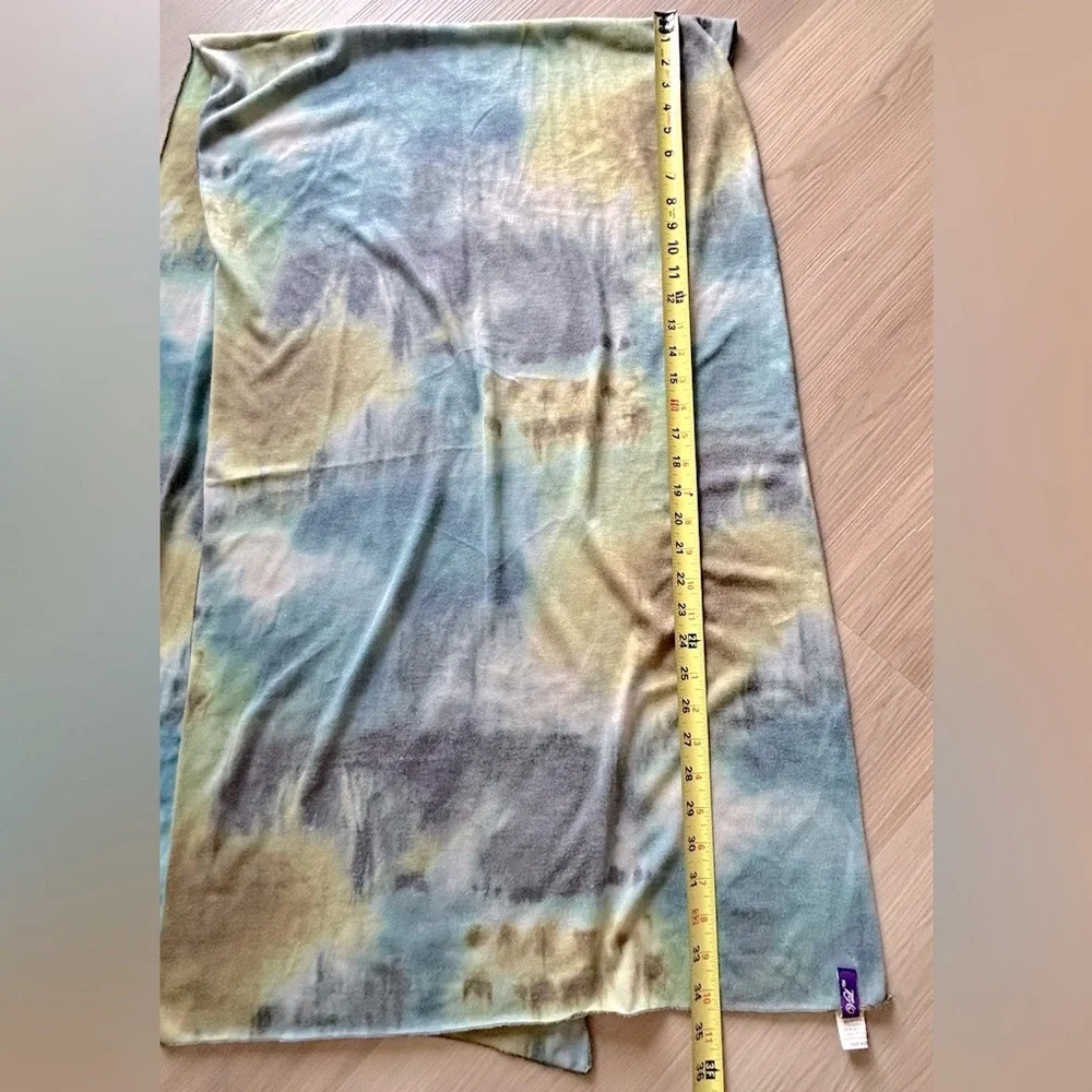 Scarf Tie Dye Watercolor Blues Greens Tan USA Made NWOT Art Shawl Wrap